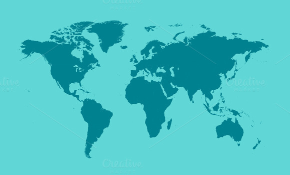 World Map Flat Light Blue