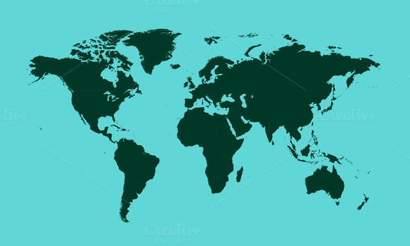 World Map Light Green