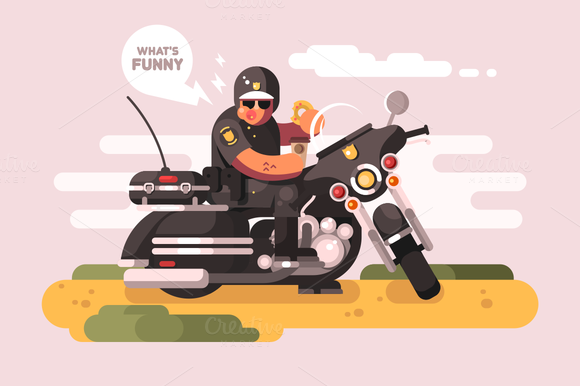 Police Officer On Motorcycle