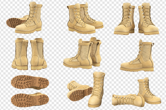Military Boots Army Beige Set