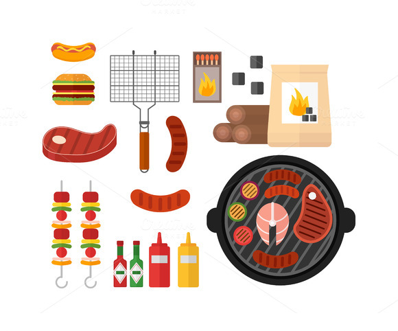 BBQ Barbecue Icons Vector