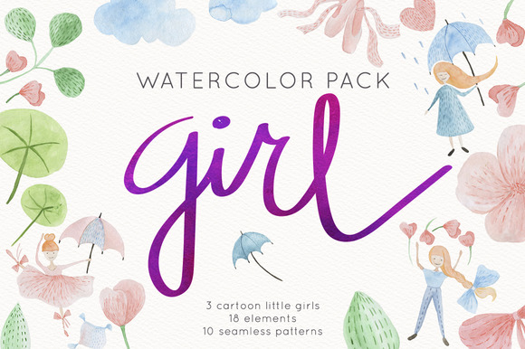 Little Girl Pack Watercolor