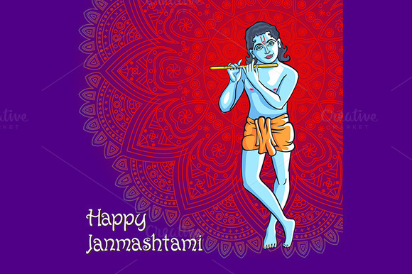 Krishna Happy Janmashtami Vector