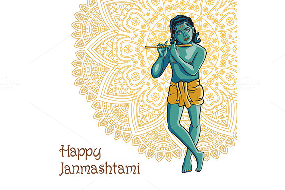 Krishna Happy Janmashtami Vector