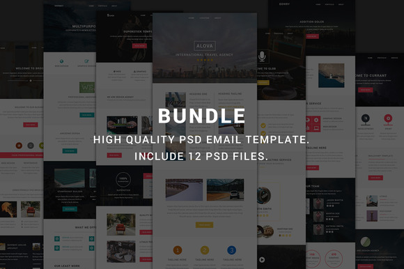 Modern Bundle Include 12 PSD Email