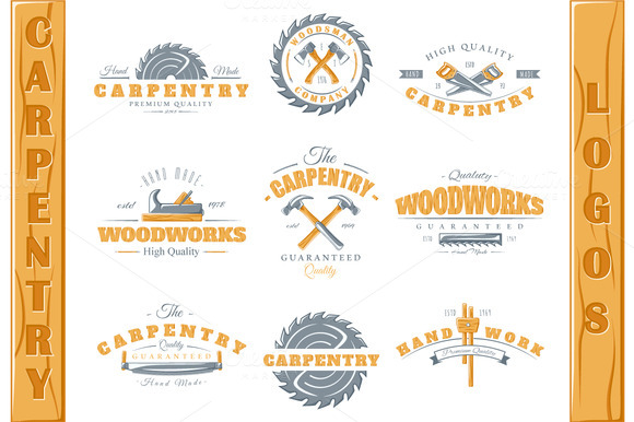 9 Colored Carpentry Logos Templates