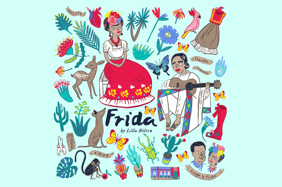 FridaKahlo Bright Vector EPS Clipart