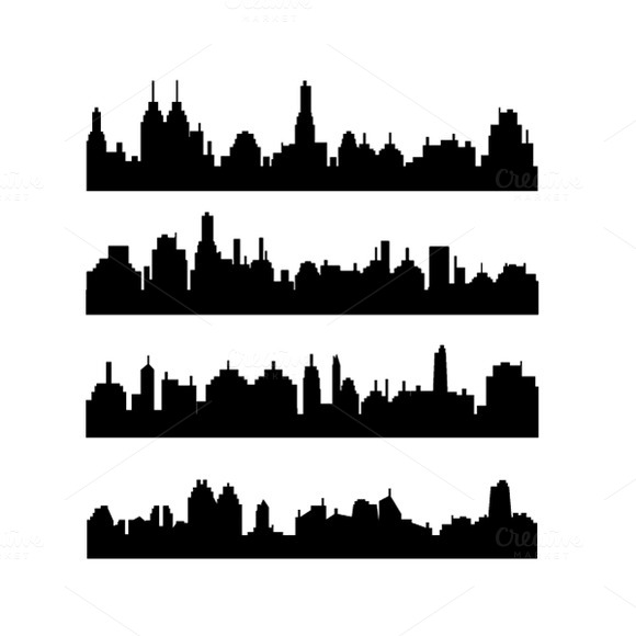 Set Of Different City Silhouettes