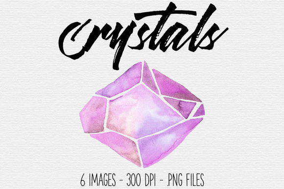 Pink Watercolor Crystal Clipart