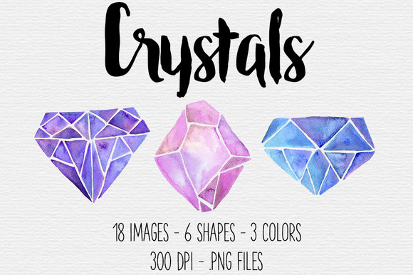 Watercolor Crystal Clipart