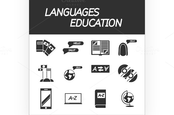Languages Education Icon Set