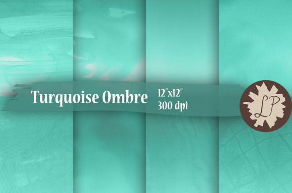 Turquoise Watercolor Ombre Papers