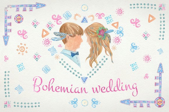Watercolor Bohemian Wedding