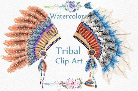 Watercolor Tribal Clipart