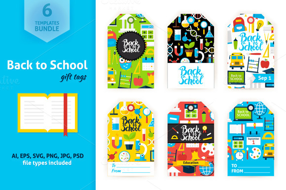 Back To School Gift Tag Vector Set