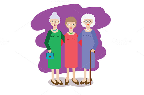 Group Of Aged Ladies Grandmothers
