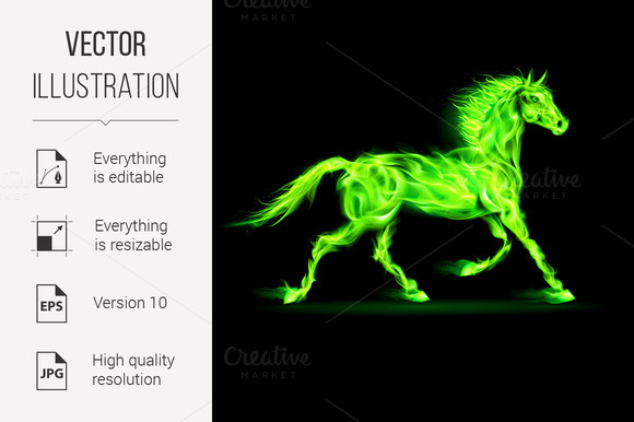 Green Fire Horse