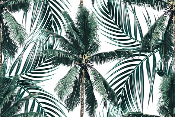 Tropical Palm Leaves Trees Pattern
