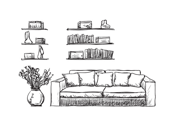 Hand Drawn Furniture Sofa
