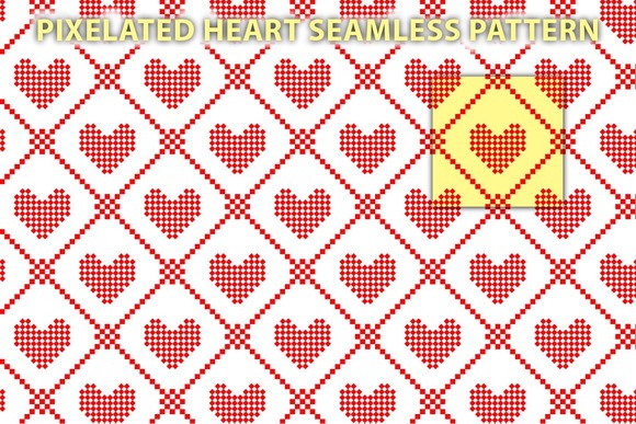 Pixelated Heart Seamless Pattern