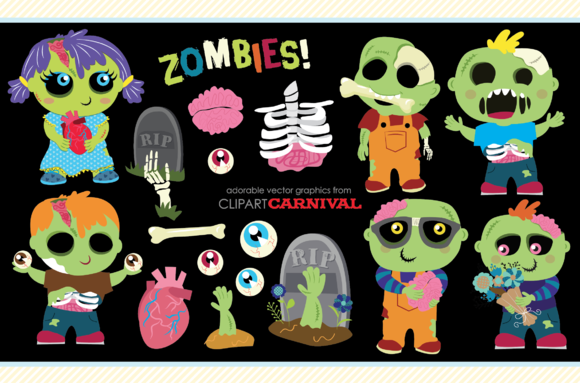 Cute Zombies Vector Illustrations
