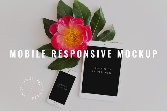 Floral IPhone IPad Responsive Mockup