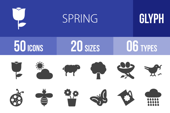 50 Spring Glyph Icons