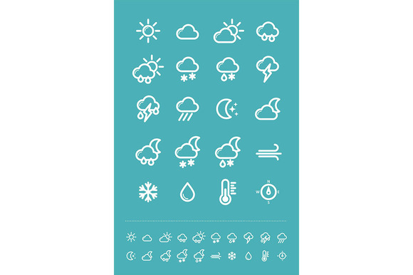 Meteorology Weather Flat Icons Set