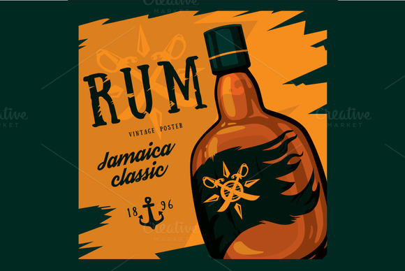 Rum Or Rhum Glass Bottle Poster
