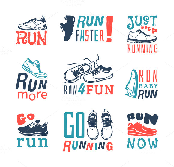 Run Sport Motivation Vector Set