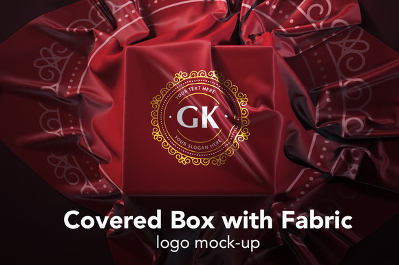 Covered Box With Fabric Logo Mock-up