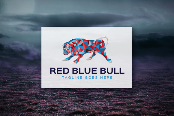 Red Blue Bull Geometric Logo