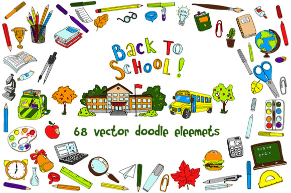 Back To School Doodle Vector Elemens