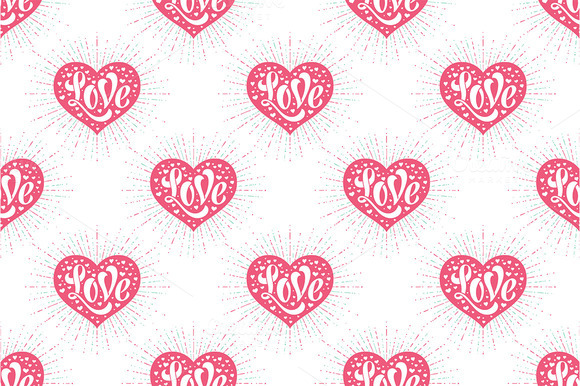 Heart And Lettering Love Pattern