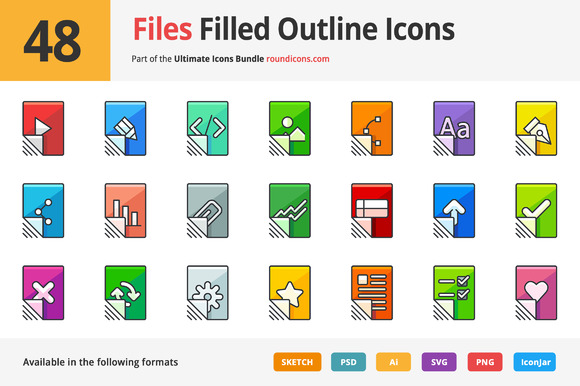 48 Files Filled Outline Icons