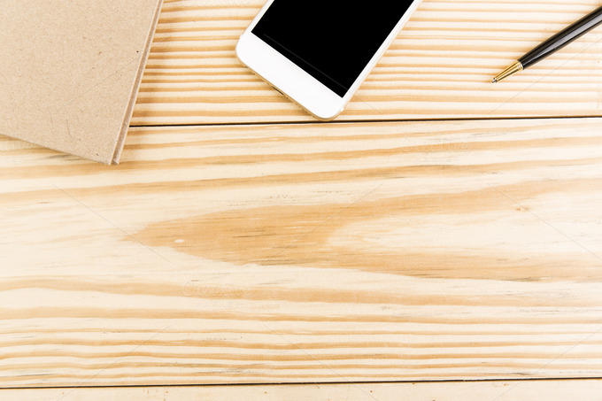 Office Table Mockup With Smartphone