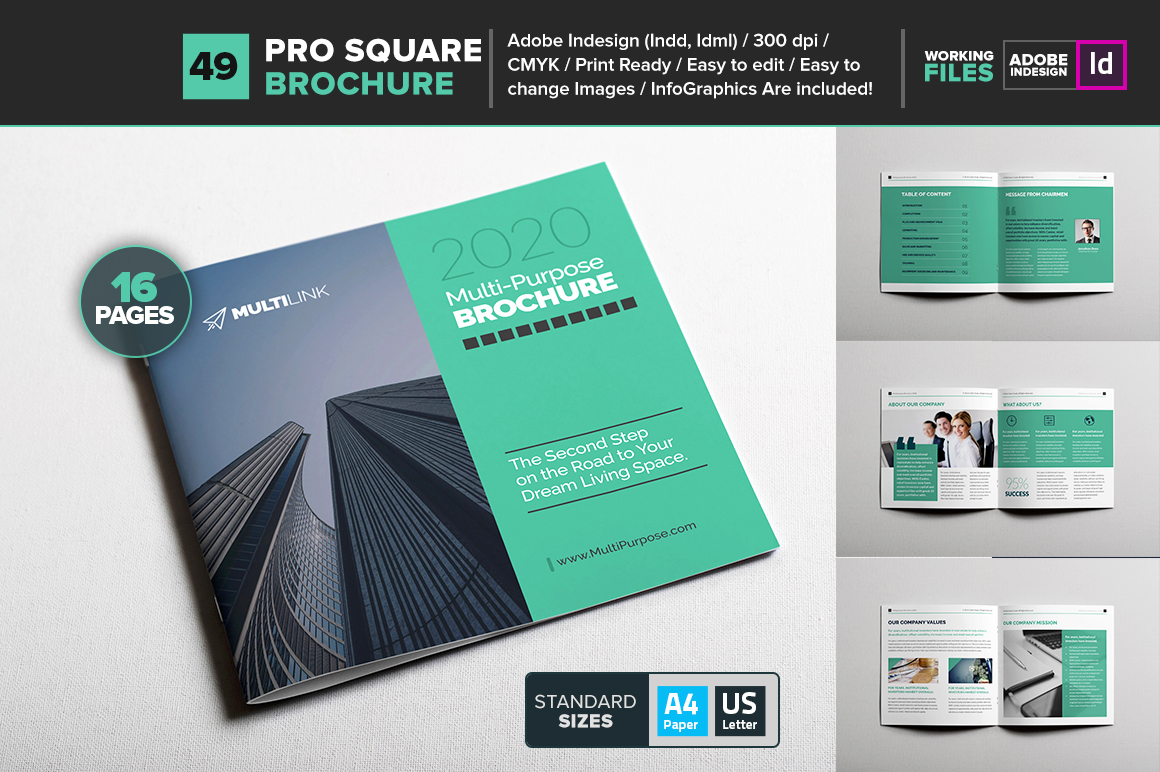 Multipurpose Square Brochure 49 ~ Brochure Templates on Creative Market