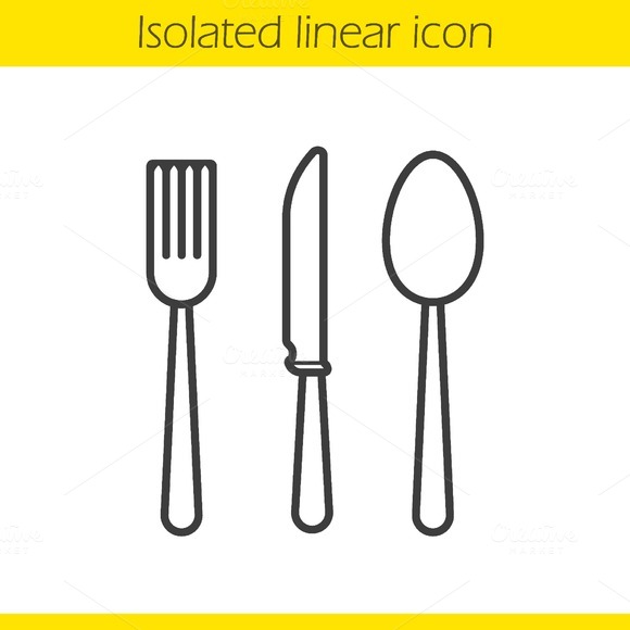 Cutlery Set Linear Icon Vector