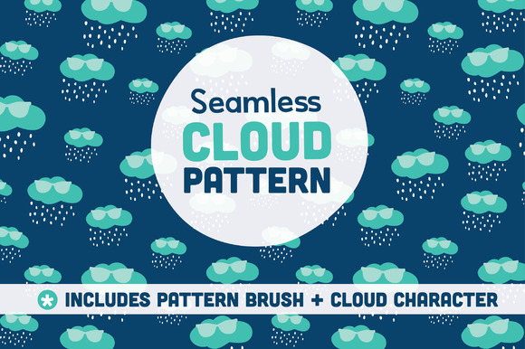 Seamless Cloud Pattern And Character