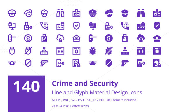 140 Crime And Security Material Icon