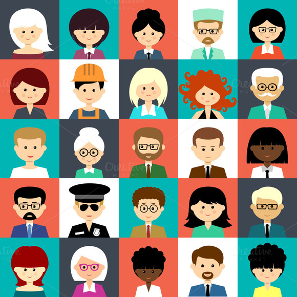Set Of Flat Icons With People