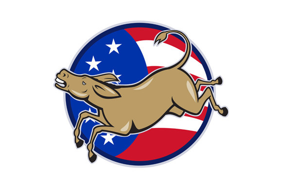 Democrat Donkey Mascot American Flag