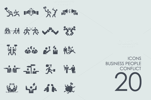 Business People Conflict Icons