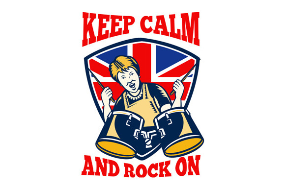 Keep Calm Rock On British Flag Queen