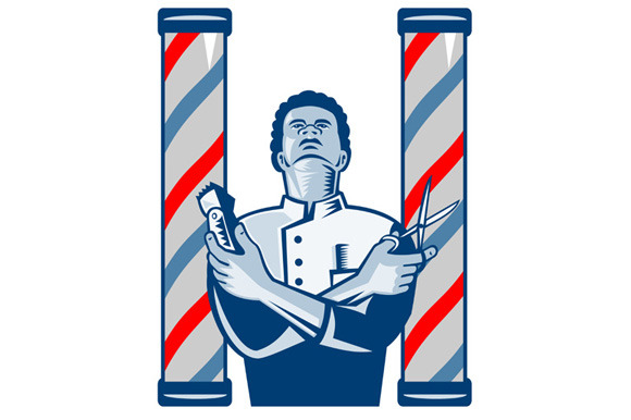 Barber With Pole Hair Clipper Scisso