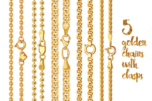 5 Golden Chains With Clasps