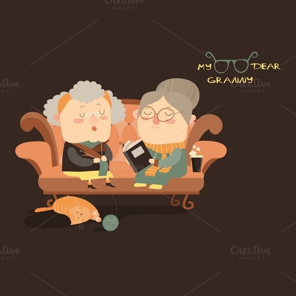 Elderly Women Sitting On Couch