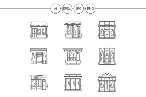 Store And Shops Line Icons Set 2