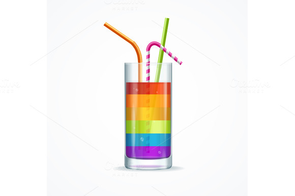 Rainbow Cocktail Glass Vector