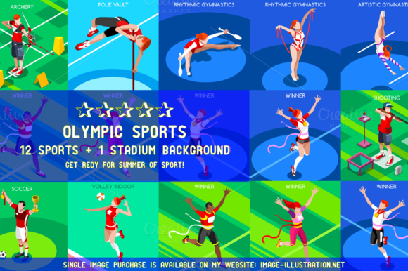 Olympic Rio 2016 Set 7 3D Isometric